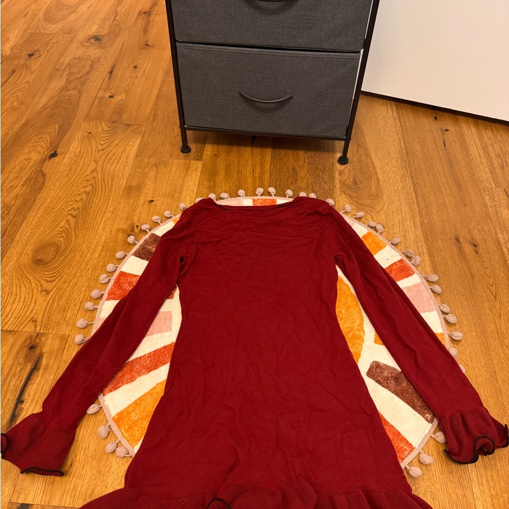 Elegant Red Sweater Dress